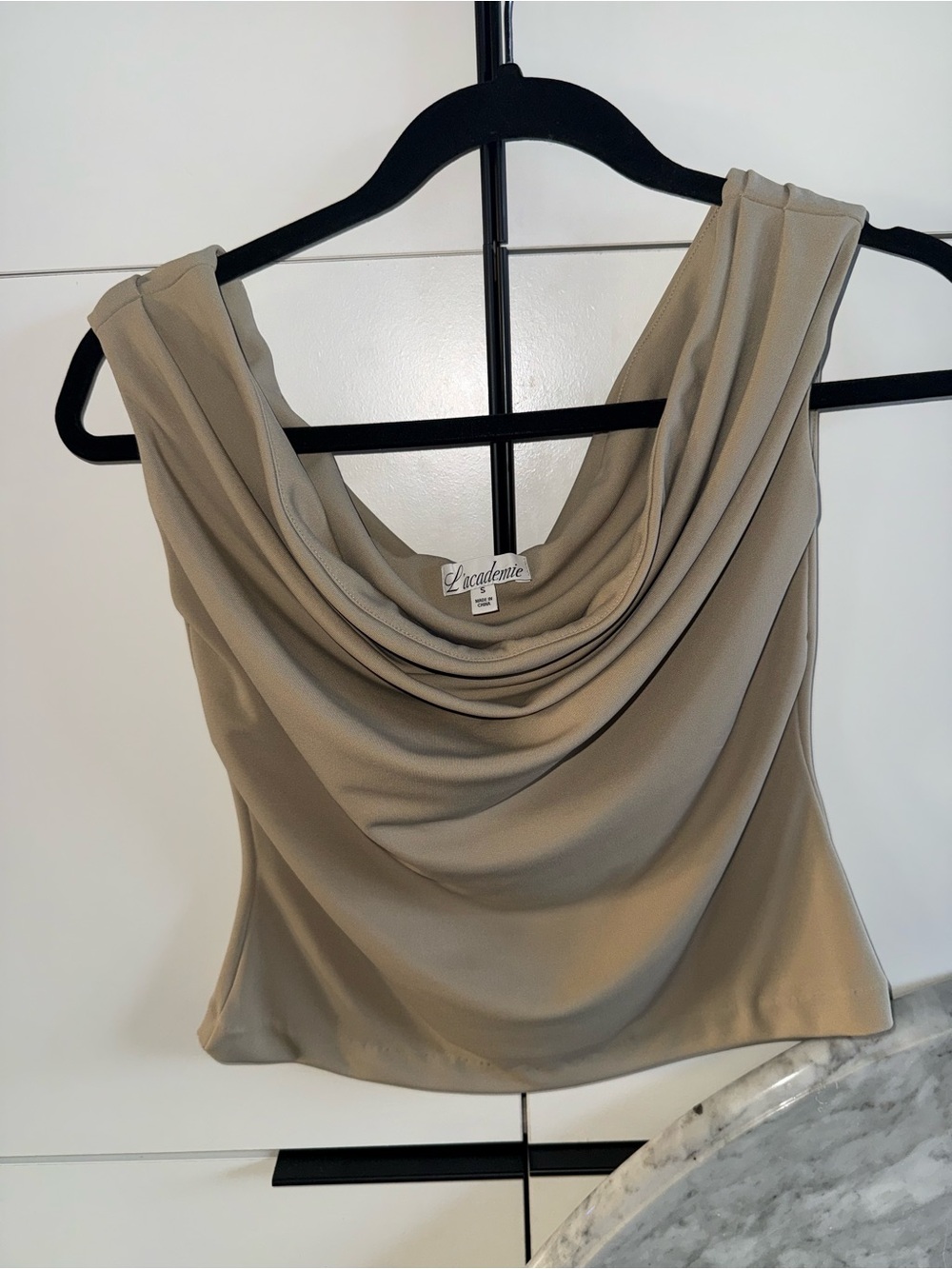 L'Academie Taupe Cowl Neck Tank Top (can also be worn as off the shoulder!)